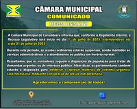 📢 Comunicado – Recesso Legislativo