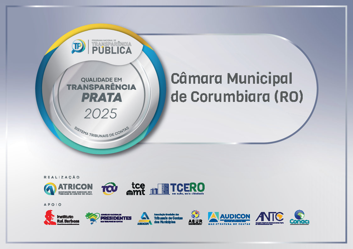 Câmara Municipal de Corumbiara avança no Portal da Transparência e amplia índice de avaliação